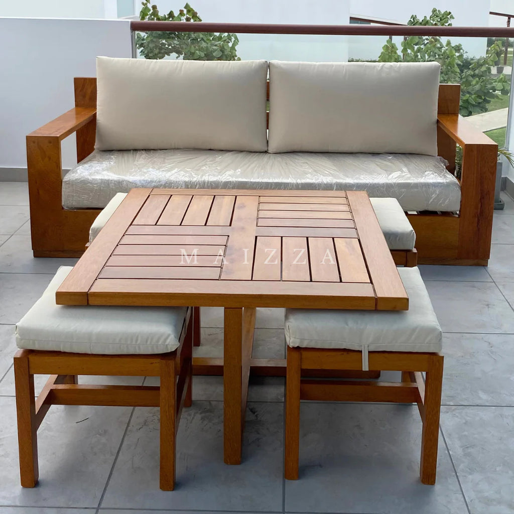 Mesa de centro + 4 Puff con cojines - Modelo Aria